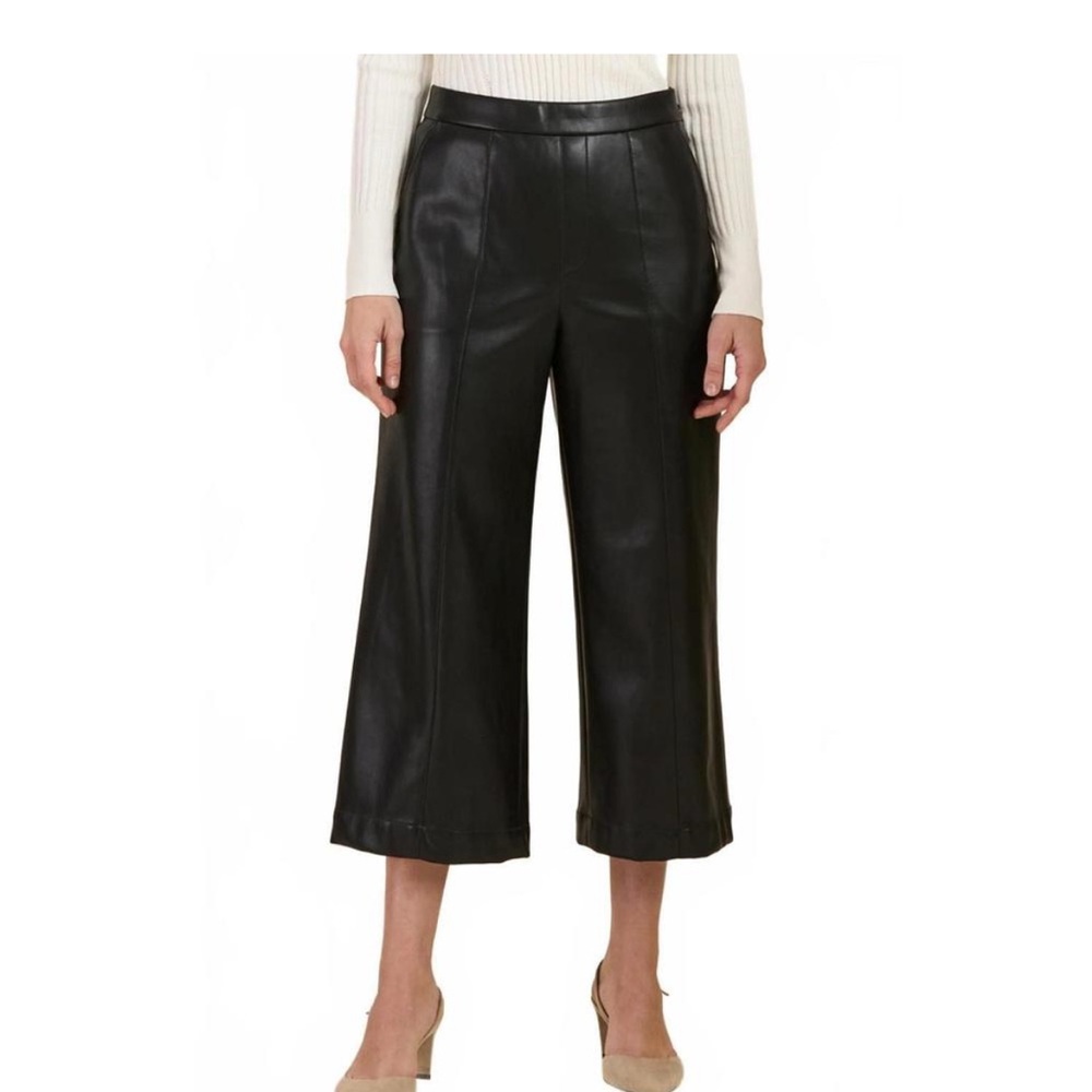 Tyler Boe Black Faux Leather‎ Cropped Pants